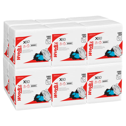 WypAll® X60 Genral Clean - Viertelgefaltet / Weiß - 12 Bags  x 76 Sheets | Karton (12 Beutel)