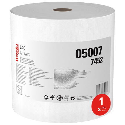 WypAll® L40 PowerClean - Großrolle / Weiß - 1 Roll  x 750 Sheets | Karton (1 Rolle)