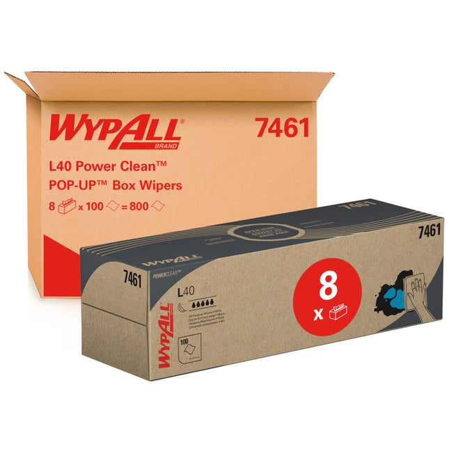 WypAll® L40 PowerClean - Zupfbox / Weiß - 8 Cartons  x 100 Sheets | Karton (8 Boxen)