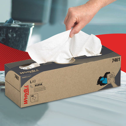 WypAll® L40 PowerClean - Zupfbox / Weiß - 8 Cartons  x 100 Sheets | Karton (8 Boxen)