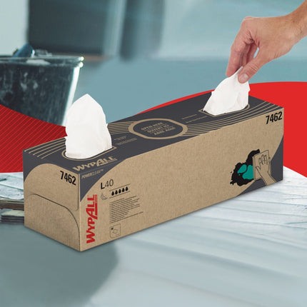 WypAll® L40 PowerClean - Zupfbox / Weiß - 9 Boxes  x 90 Sheets | Karton (9 Boxen)