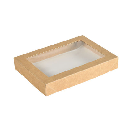 Viking Brick Deckel mit PLA Fenster  Braun Karton/PLA 200x140x30  | Packung (300 Stück)