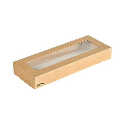 Viking Slim Brick Deckel mit PLA Fenster  Braun Karton/PLA 225x85x30  | Packung (300 Stück)