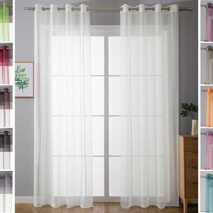 2er Set Ösenvorhänge Transparent »Uni« Gardine Stores Vorhang Ösen Bleibandabschluß Wohnzimmer 20332-cn2