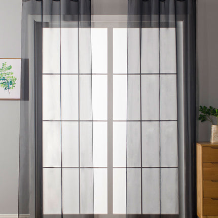 2er-Pack Ösen Gardinen Transparent Vorhang Set Wohnzimmer Voile Ösenvorhang Bleibandabschluß 203322