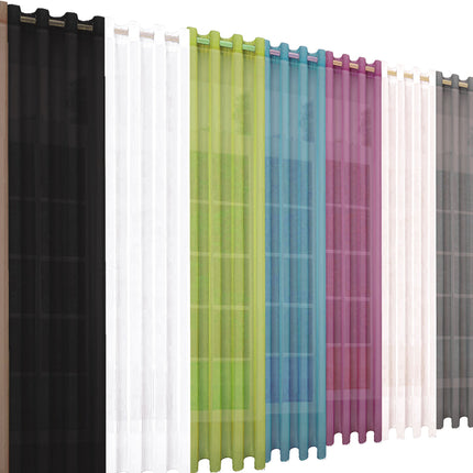 2er-Pack Ösen Gardinen Transparent Vorhang Set Wohnzimmer Voile Ösenvorhang Bleibandabschluß 203322