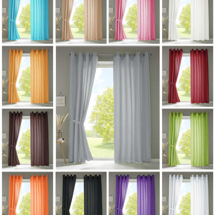2er Set Vorhänge Schal Ösen »Berlin« Microsatin Lichtdurchlässig Uni Matt 20405N2