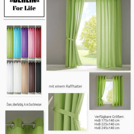 1er Set Vorhänge Schal Ösen »Berlin« Microsatin Lichtdurchlässig Uni Matt 20405N