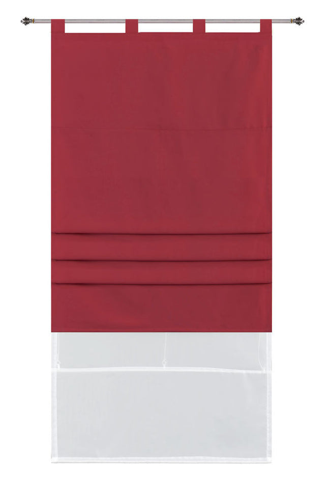 Doppel Raffrollo Palma Microsatin matt Voile Faltgardinen Faltrollo Schlaufenrollo mit Universalgardinenband 20410