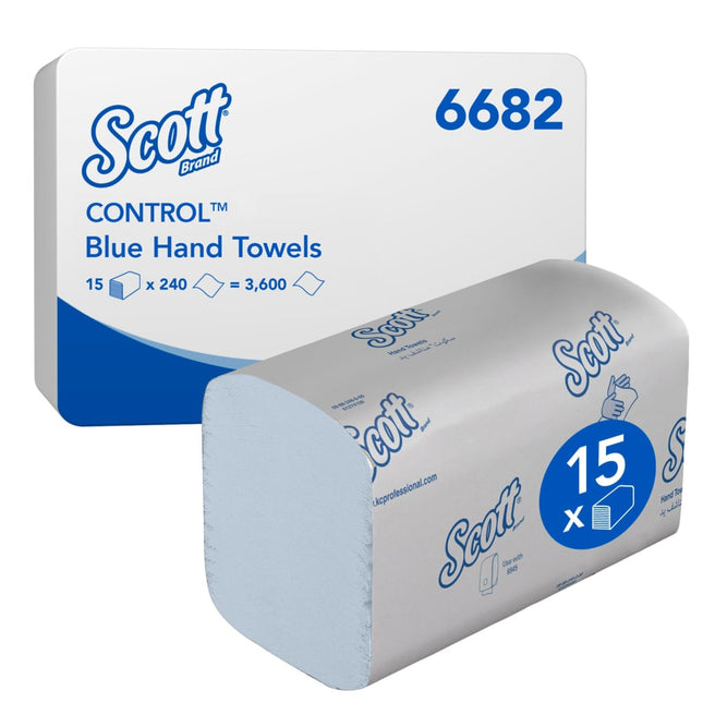 Scott® Control™ Falthandtücher - Interfold / Blau /Mittel - 15 Clips  x 240 Sheets | Karton (15 Päckchen)