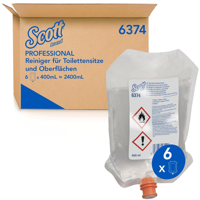Scott® Reiniger für Toilettensitze und andere Oberflächen - Spenderbeutel / Transparent /400ml - 6 pouches | Karton (6 Beutel)