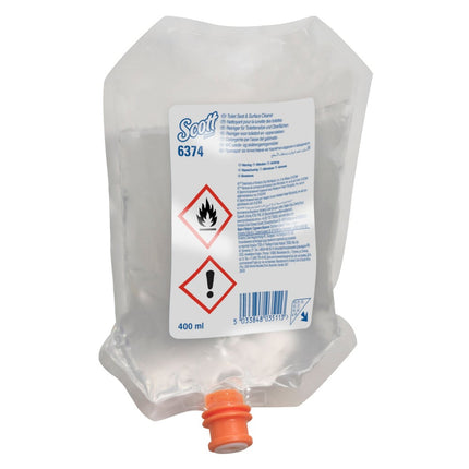 Scott® Reiniger für Toilettensitze und andere Oberflächen - Spenderbeutel / Transparent /400ml - 6 pouches | Karton (6 Beutel)