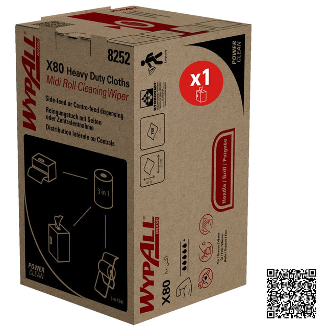 WypAll® X80 PowerClean - Midi Roll / Weiß - 1 Box  x 180 Sheets | Karton (1 Box)