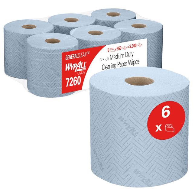 WypAll® L20 General Clean - Centrefeed for Reach+™ / Blau /2-lagig - 6 Rolls  x 550 Sheets | Karton (6 Rollen)