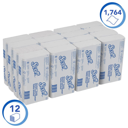 Scott® SLIMFOLD Handtücher - gefaltet / Weiß - 16 Clips  x 110 Sheets | Karton (16 Päckchen)