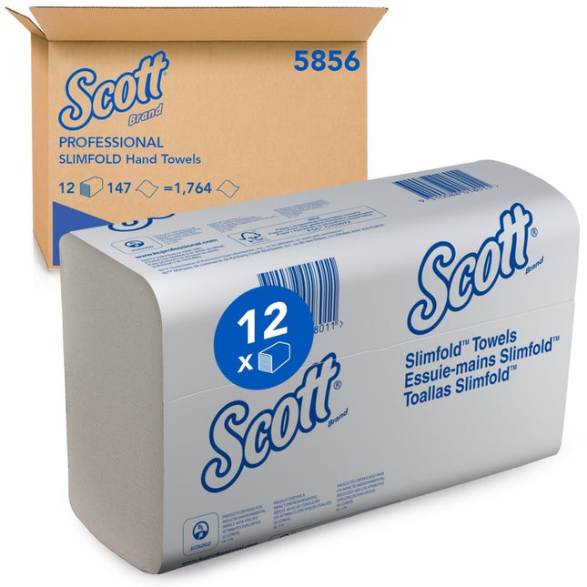 Scott® SLIMFOLD Handtücher - gefaltet / Weiß - 16 Clips  x 110 Sheets | Karton (16 Päckchen)