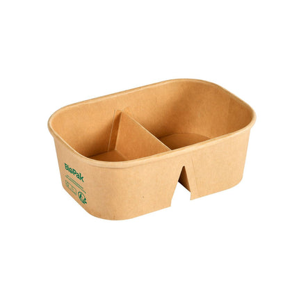 Kartonbox BRICK MEDIUM 2-Comp 250/250 ml  Braun Karton FSC/PLA 171x118x57 | Packung (50 Stück)