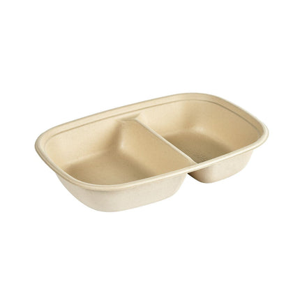 Cube Bowl  400/500 ml - coated 2 Braun Bagasse PBAT/PLA-coated 249x172x45 | Packung (40 Stück)
