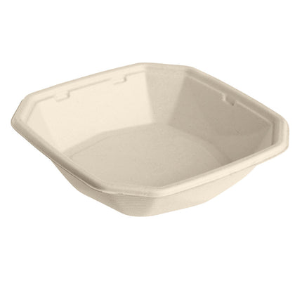 Octabagasse Schale 650 ml - uncoated  Braun Bagasse 183x183x42 | Packung (50 Stück)