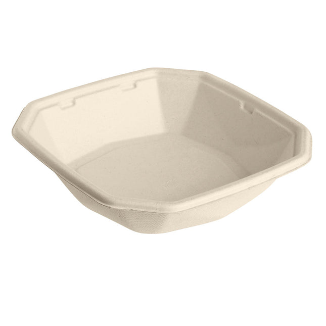 Octabagasse Schale 650 ml - uncoated  Braun Bagasse 183x183x42 | Packung (50 Stück)