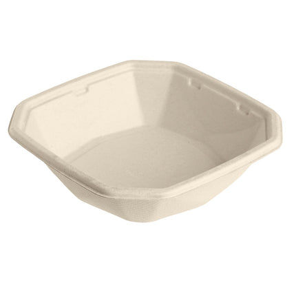 Octabagasse Schale 400 ml - coated  Braun Bagasse PBAT/PLA-coated 152x152x38 | Packung (50 Stück)