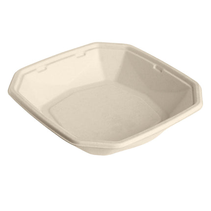 Octabagasse Schale 1000 ml - coated  Braun Bagasse PBAT/PLA-coated 224x224x42 | Packung (50 Stück)