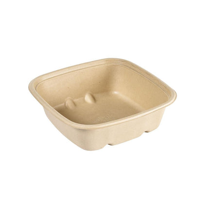 Cube Bowl  900 ml square - uncoated  Braun Bagasse 181x181x54 | Packung (40 Stück)