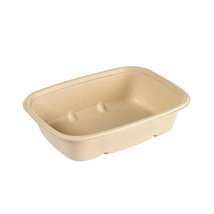 Cube Bowl  900 ml - uncoated  Braun Bagasse 214x159x54 | Packung (40 Stück)