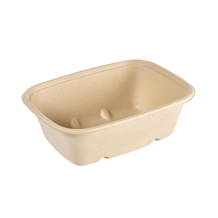 Cube Bowl  1200 ml - uncoated  Braun Bagasse 214x159x70 | Packung (40 Stück)
