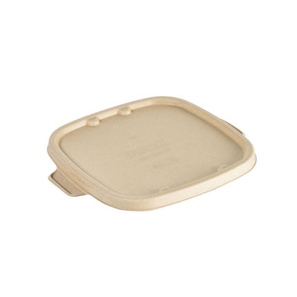 Bagasse Deckel Cube 900/1200 ml square  Braun Bagasse 219x185x11 | Packung (40 Stück)