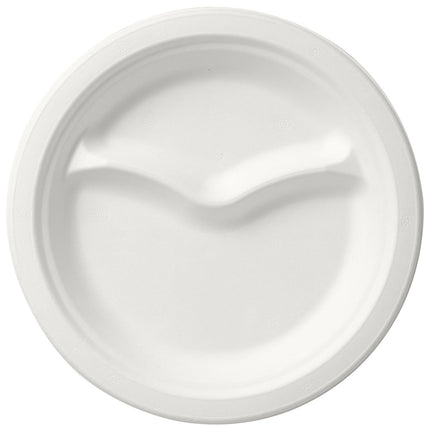 Teller 2-geteilt ø 22 cm Weiss - uncoated 2 Weiß Bagasse Ø220 | Packung (50 Stück)