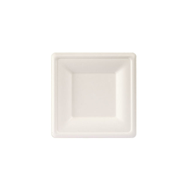 Teller, quadratisch 16x16 cm Weiss - uncoated  Weiß Bagasse 160x160 | Packung (50 Stück)