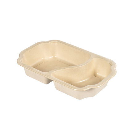 Tray Take-Away Fibre 2-comp? 2 Natur  Coated Bagasse 250x159x45?  | Packung (225 Stück)