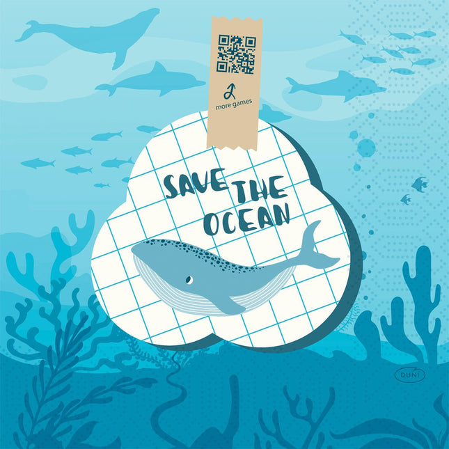 Zellt.-Servietten 33x33 cm, 3-lagig, Save the Ocean | Packung (50 Servietten)