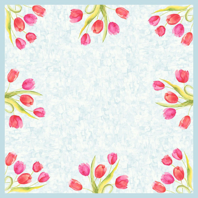 Dunicel Mitteldecke 84x84 cm mit gemalten Tulpenmotiven | Packung (20 Stück)