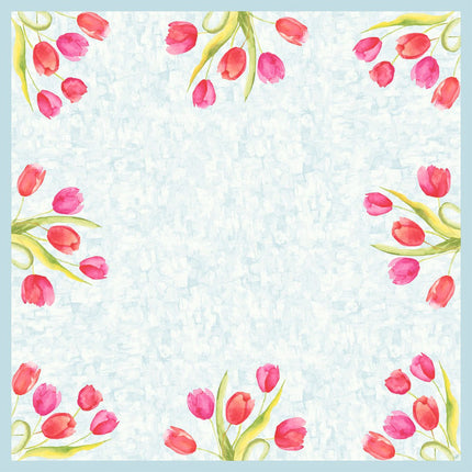 Dunicel-Mitteld. 84x84cm - Gemalte Tulpen Tischdecke | Karton (1 Packung)