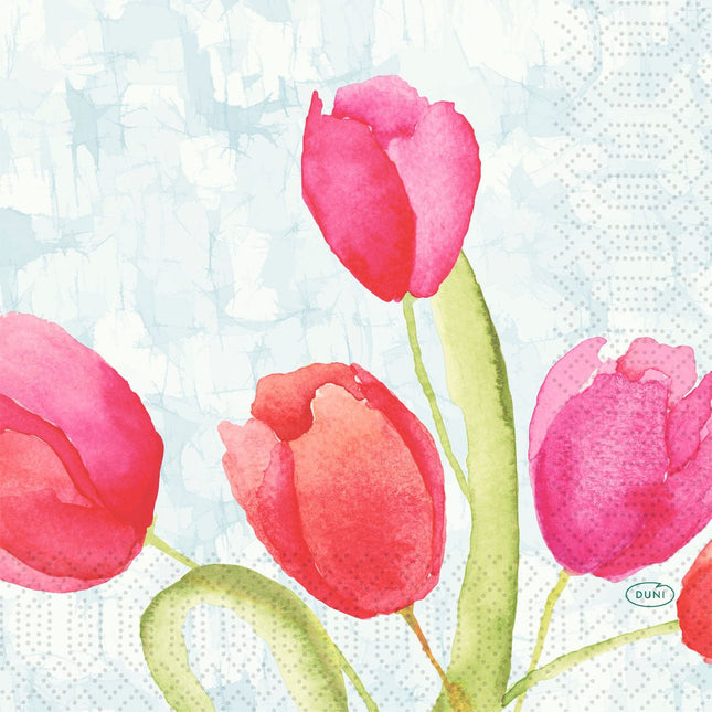 Servietten 33 cm 3-lagig 1/4-Falz Painted Tulips Papierservietten | Packung (250 Stück)