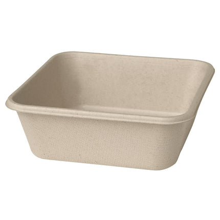Classic Box 900 ml - uncoated  Braun Bagasse 155x155x53 | Packung (40 Stück)