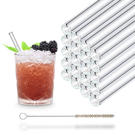 SEO. 20x 15cm (Gerade) Glasstrohhalme Party Set - Linkreich