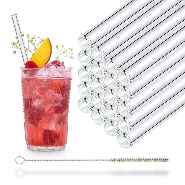 SEO. 20x 20cm (Gerade) Glasstrohhalme Party Set - Linkreich