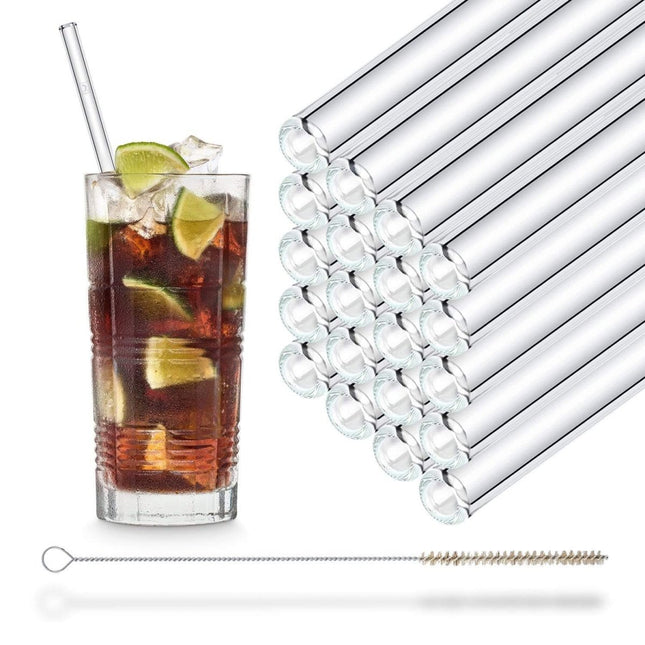 SEO. 20x 23cm (Gerade) Glasstrohhalme Party Set - Linkreich