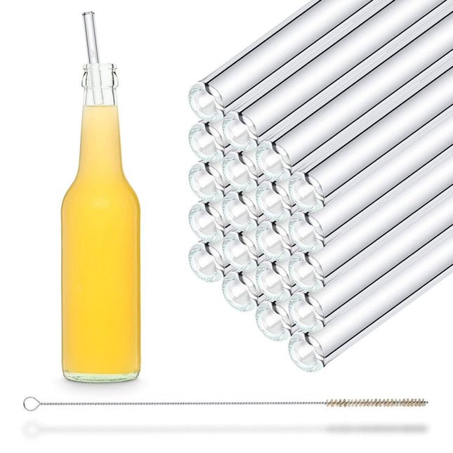 SEO. 20x 27 cm Glasstrohhalme Lang für Flaschen und Karaffen 0,33 bis 0,5 Liter - Linkreich