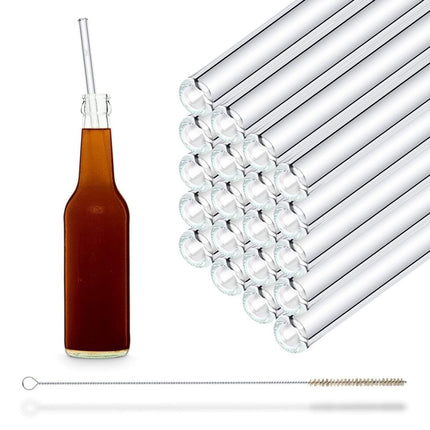 SEO. 20x 30cm (Gerade) Party Set Glasstrohhalme für Flaschen von 0,33 bis 1 Liter - Linkreich