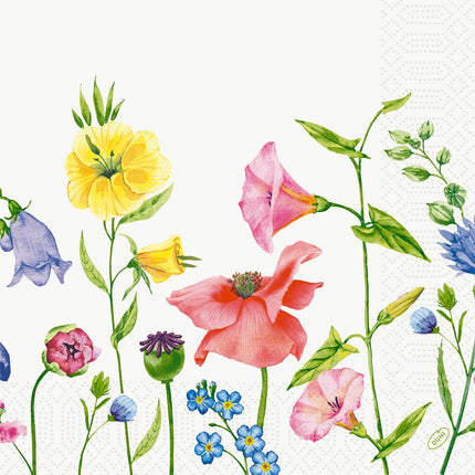 Servietten 40x40 cm 3-lagig Flowy Meadow - Dekorative Papierservietten | Packung (250 Stück)
