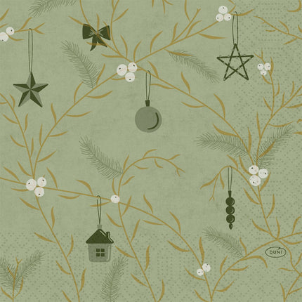 Duni Servietten 1/4-Falz, 33x33 cm, pistaziengrün, "Noel" | Packung (250 Stück)