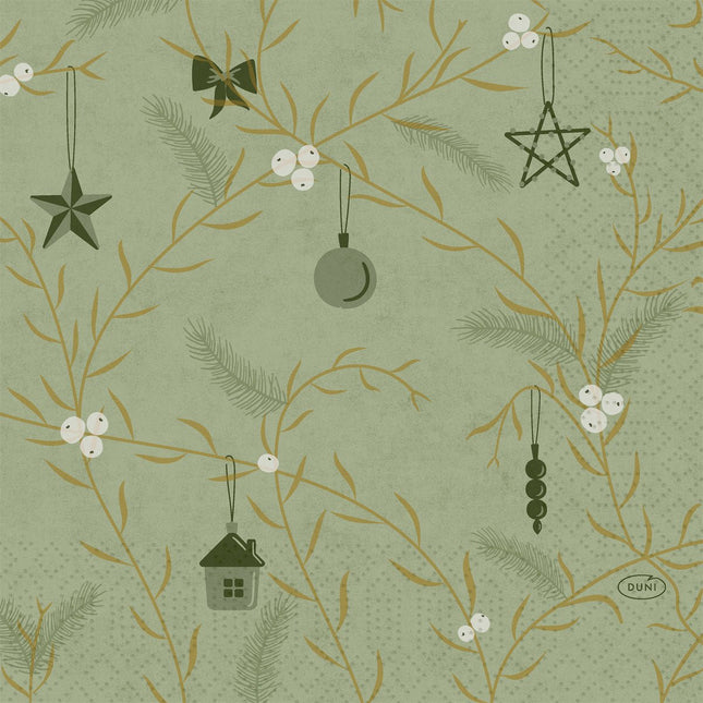 Duni Servietten 1/4-Falz, 33x33 cm, pistaziengrün, "Noel" | Packung (250 Stück)