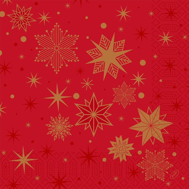Duni Servietten 1/4-Falz, 40x40 cm rot, "Stargazing" | Packung (250 Stück)