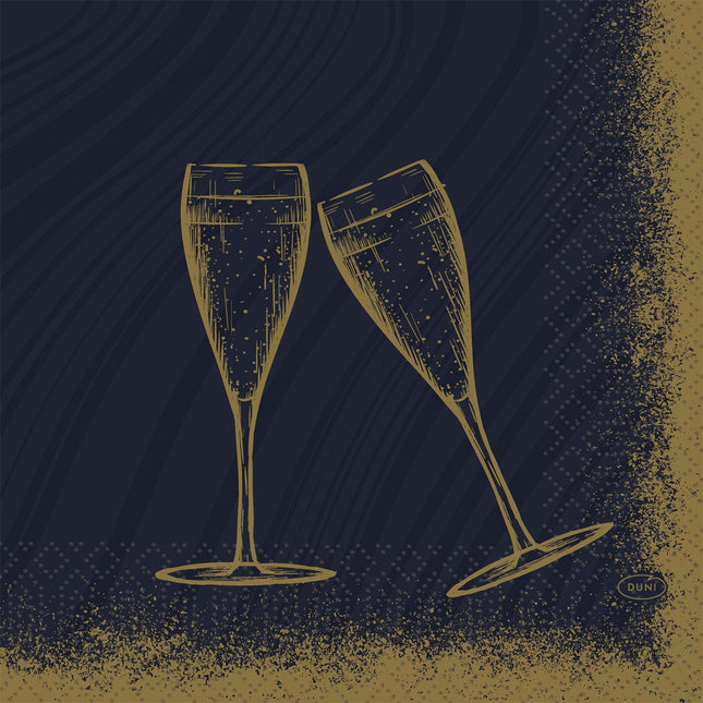 Servietten 33x33 cm 3-lagig Sparkly Cheers schwarz  | Packung (50 Stück)