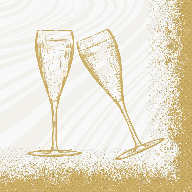 Servietten 24x24 cm 3-lagig Sparkly Cheers weiß | Packung (50 Stück)