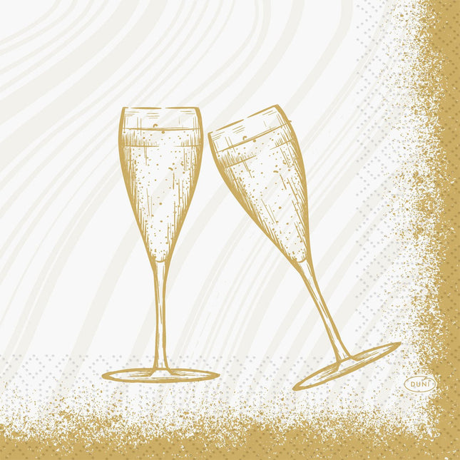 Servietten 33 cm 3-lagig 1/4-Falz Sparkly Cheers weiß | Packung (50 Stück)